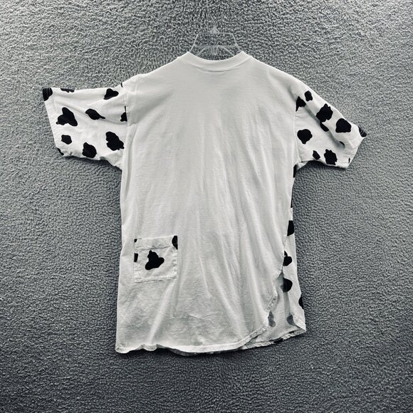 Vintage Printemps Shirt Mens One Size White Black Cow Print Novelty Buttons 90s - Picture 2 of 12